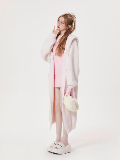 Mink Hooded Duster Sweater Cardigan