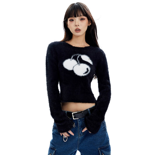 Cherry Plush Cropped Sweater