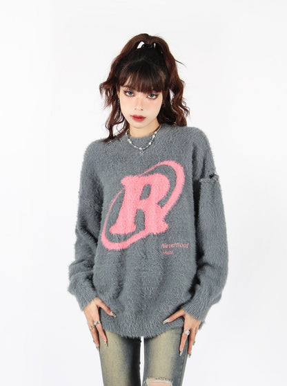 R Logo Fluffy Sweater