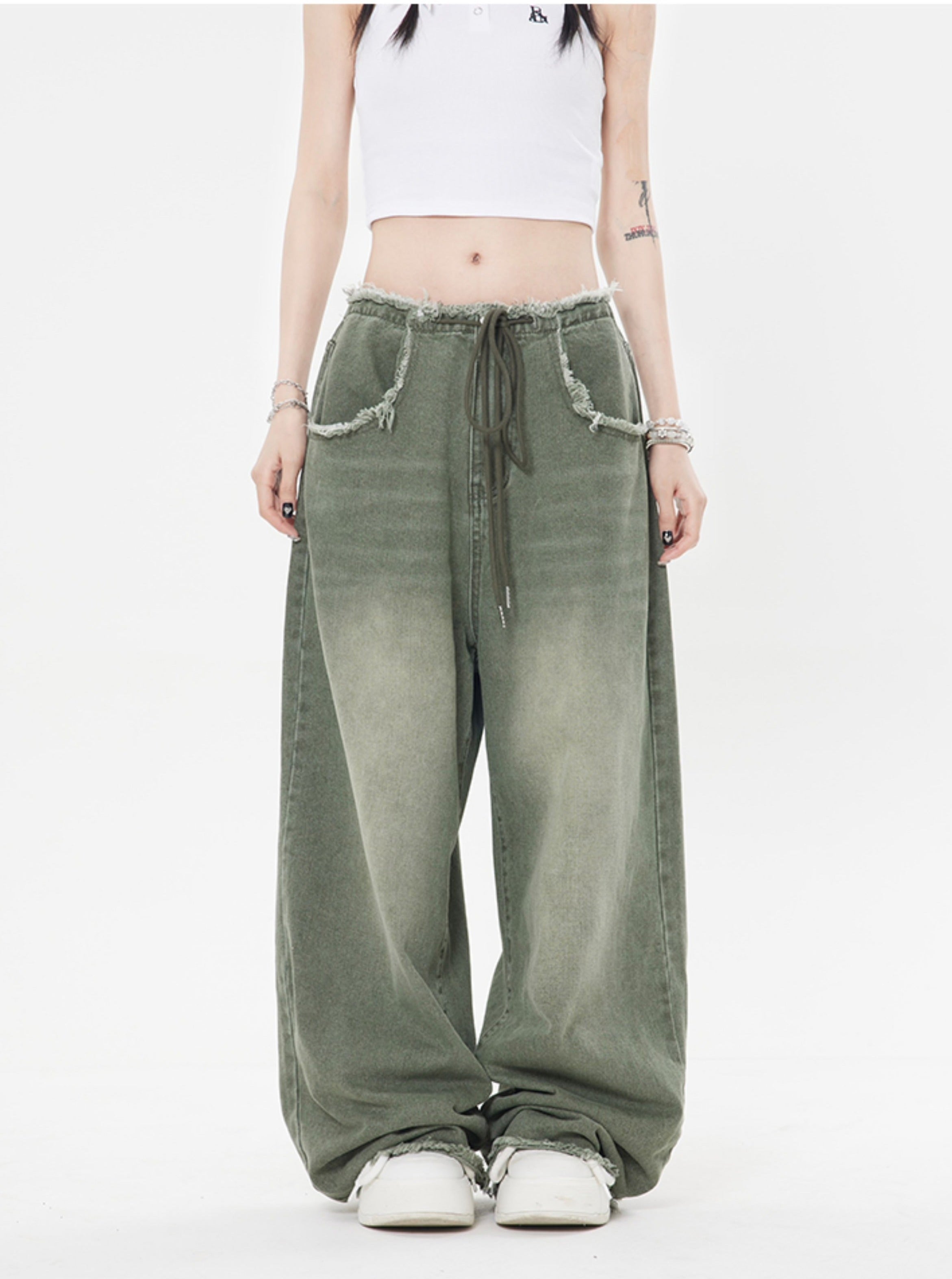 Raw Edge Baggy Wide Leg Jeans – LATENITEX