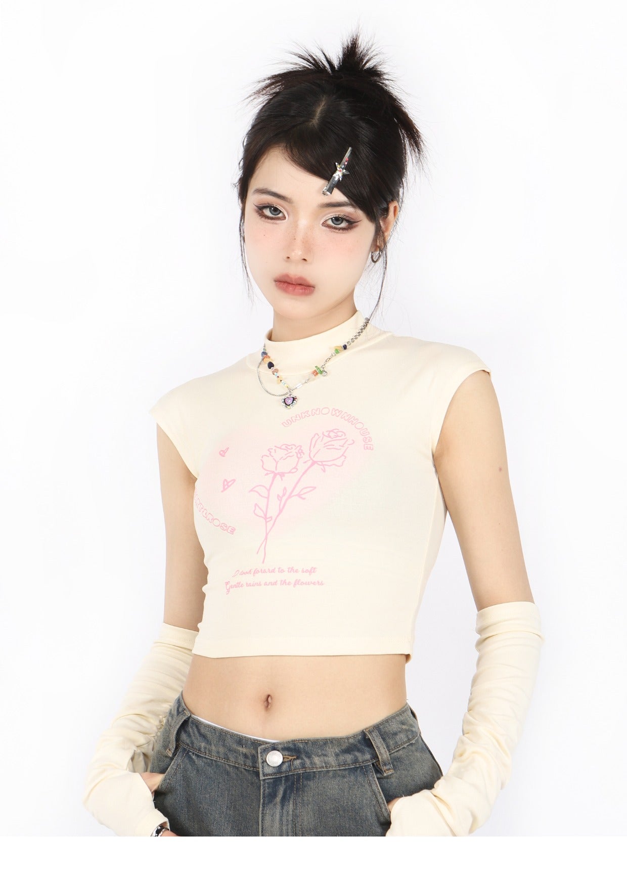 Rose Baby Tee with Sleeves