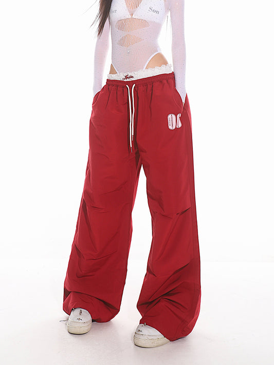 Casual Drawstring Wide Leg Pants