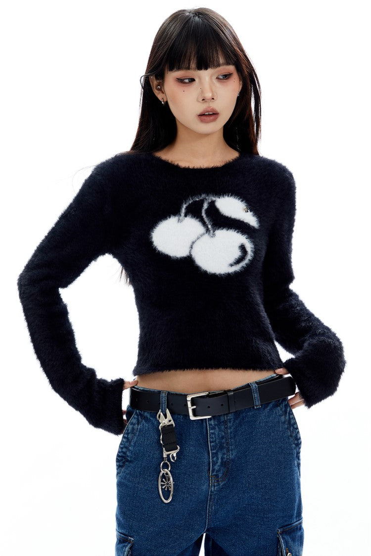 Cherry Plush Cropped Sweater