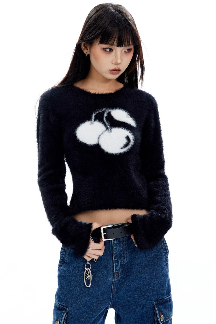 Cherry Plush Cropped Sweater