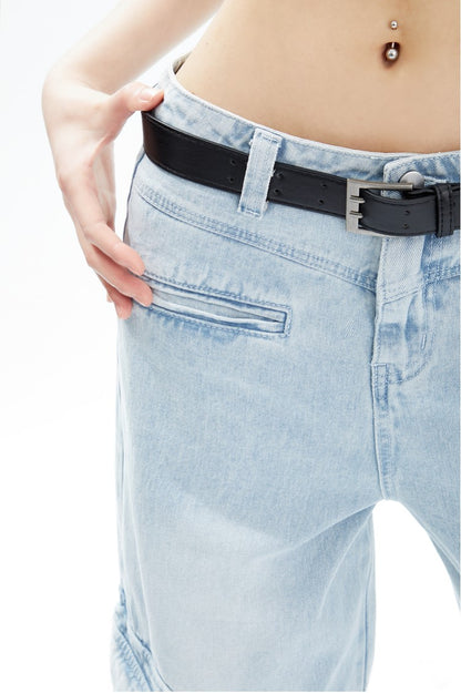 Relaxed Denim Cargo Jeans