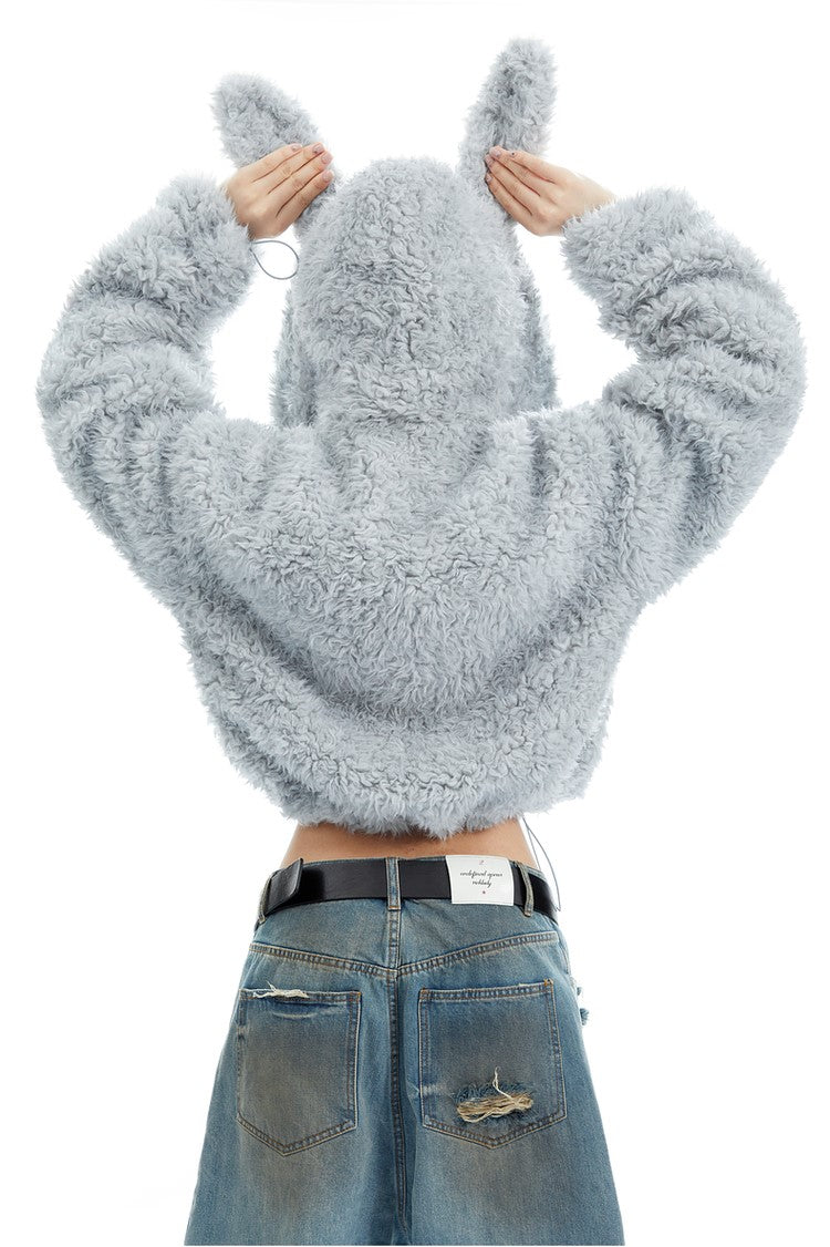 Bunny Ears Plush Hooded Jacket