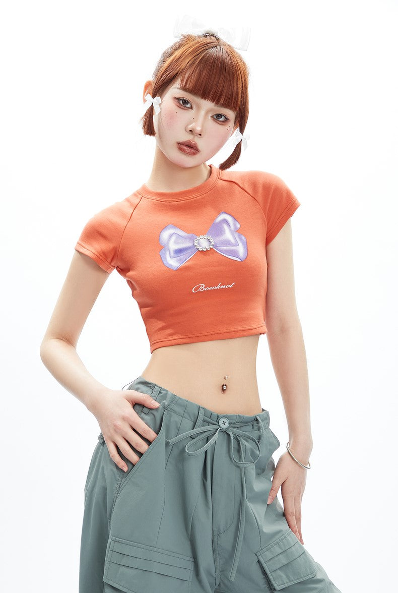 Bow Cropped Baby Tee