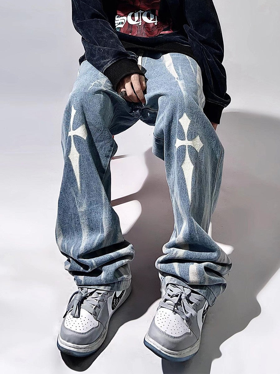 Crosses Baggy Distressed Jeans