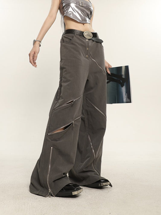 Relaxed Fit Zipper Trousers